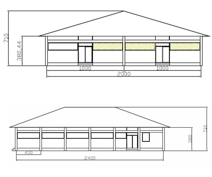 3D rendering of modern high-rise building with glass façade and complex geometric shapes