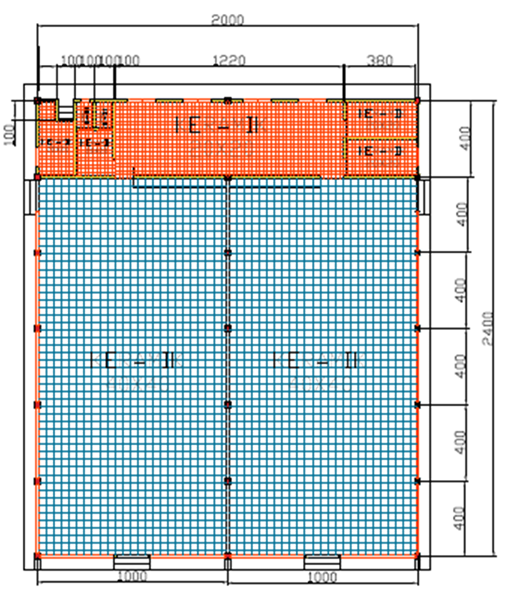 3D rendering of modern high-rise building with glass façade and complex geometric shapes